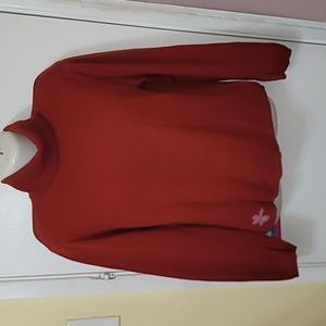Max Mara Weekend Sweater Wool turtle neck pullover burnt orange flower design